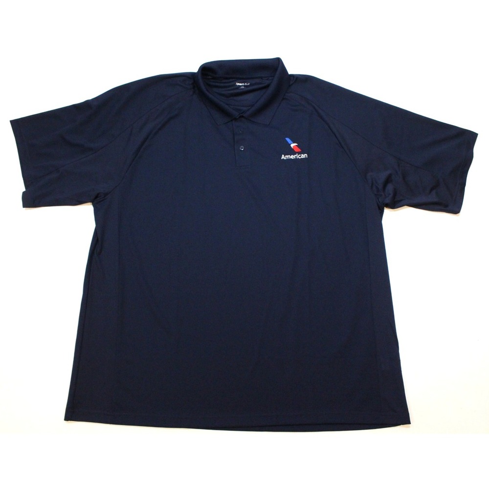 American Airlines Logo Navy Blue Sport-Tek Polyester Polo Shirt Mens 3XL NWOT